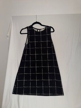 Black Windowpane A-Line Dress